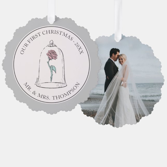 Beauty & the Beast | Our First Christmas - Wedding Ornament Card (Front/Back)