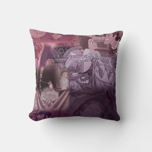 Beauty  The Beast  Pink  Purple Collage Throw Pillow