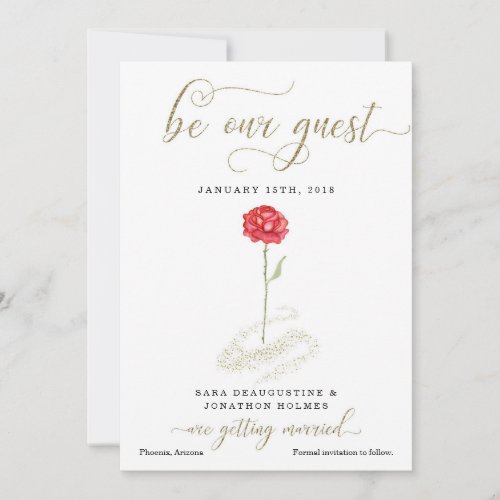 Beauty  the Beast Save the Date Announcement 5x7