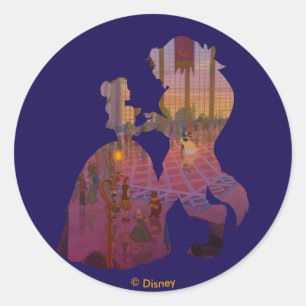 Beauty & The Beast   Silouette Dancing Classic Round Sticker