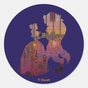 Beauty & The Beast   Silouette Dancing Classic Round Sticker