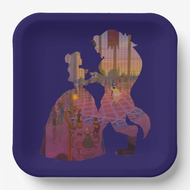 Beauty & The Beast | Silouette Dancing Paper Plates (Front)