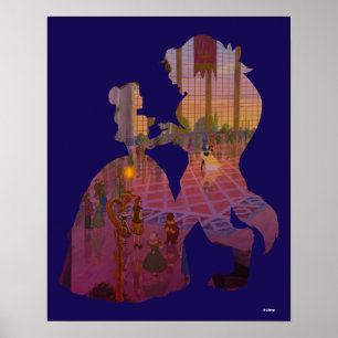 Beauty & The Beast Silouette Dancing Poster