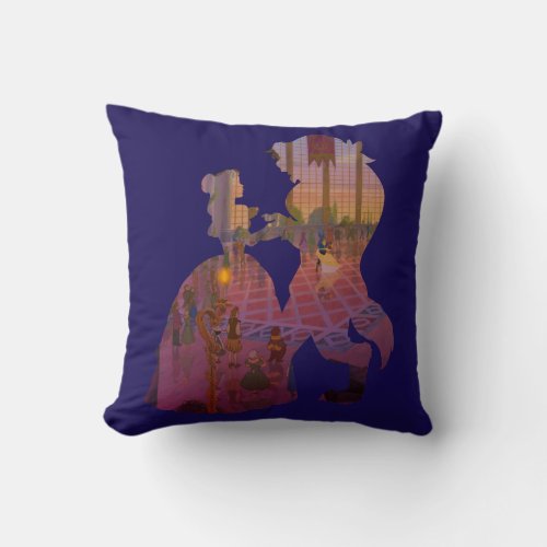 Beauty  The Beast  Silouette Dancing Throw Pillow