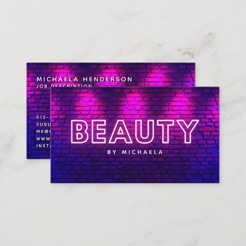 Beauty TherapistSalon Modern Pink Neon  Bricks Business Card