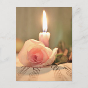 Beauty treatment-pink rose and candle postcard