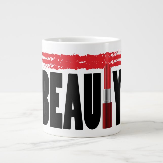 Beauty Typography Lipstick Giant Coffee Mug (Front)