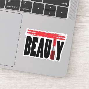 Beauty Typography Lipstick Sticker