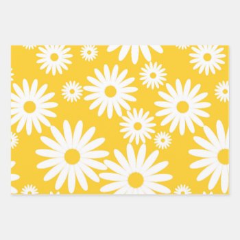 Beauty Vintage White Daisy Flower Seamless Pattern Wrapping Paper Sheets by bestgiftideas at Zazzle