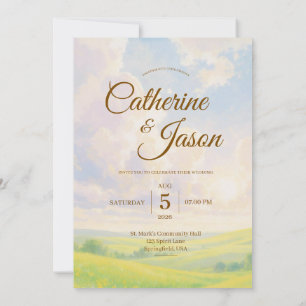 Beauty Watercolor Scenery Wedding Invitation