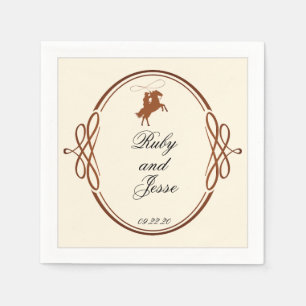 Beauty Western Dark Brown Wedding Napkins