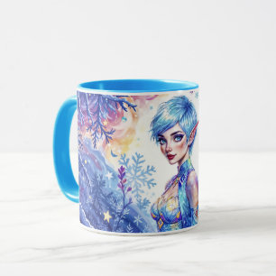 Beauty winter elf enchanted frost queen art mug