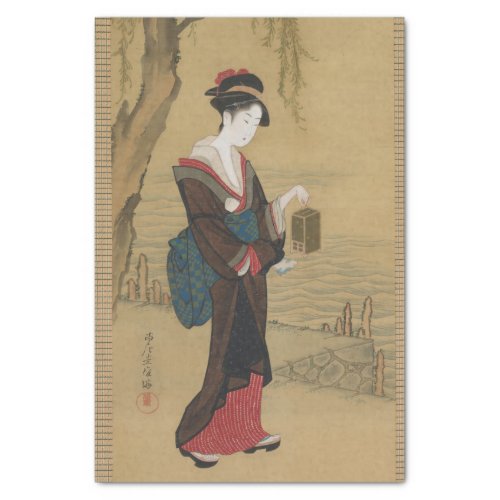 Beauty With Fireflies by Kubo Shunman Tissue Paper