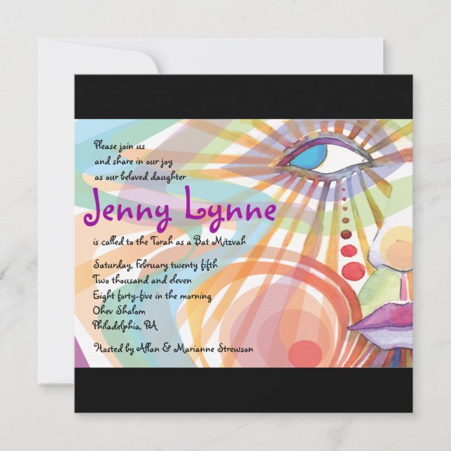 BEAUTY WITHIN Face Bat Mitzvah Invitation Invite (Front)