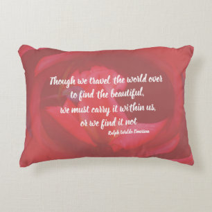 Beauty Within Pink Rose Inspirational Quote Accent Pillow