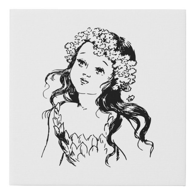 beauty woman drawing faux canvas print (Front)