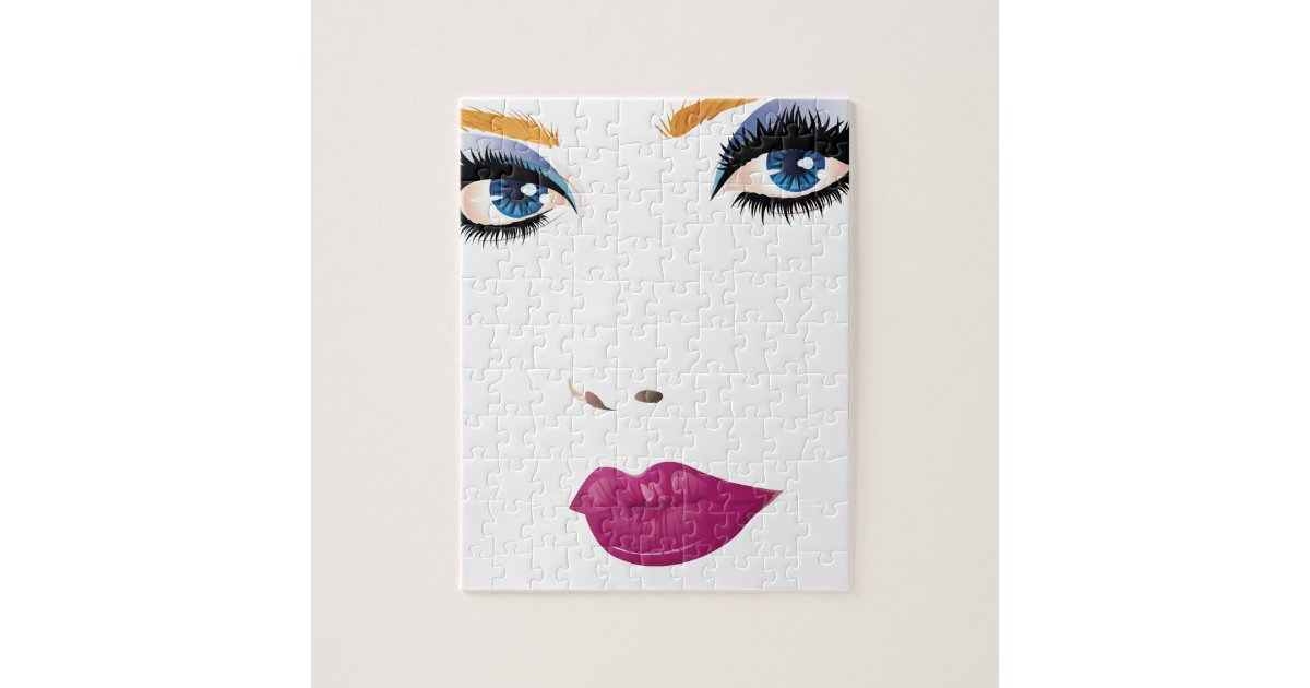 Beauty woman face 2 jigsaw puzzle Zazzle