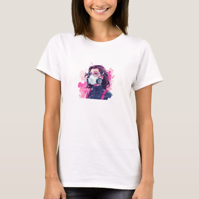 Beauty Women With Masked Gas T-Shirt (Front)