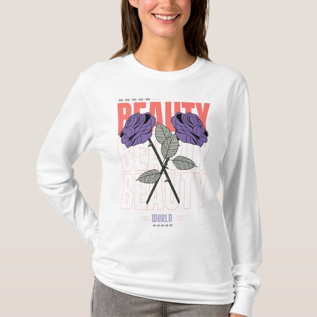 Beauty World Shirt – Gothic Rose Aesthetic Design (Front)