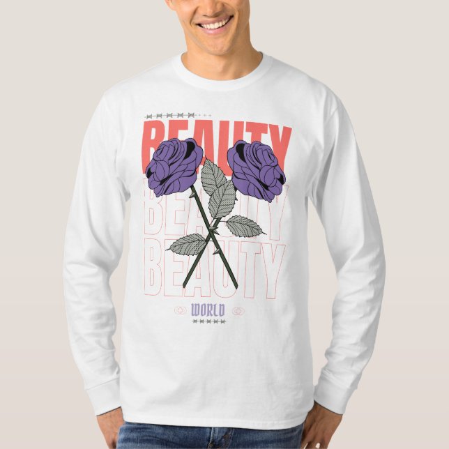 Beauty World Shirt – Gothic Rose Aesthetic Design (Front)