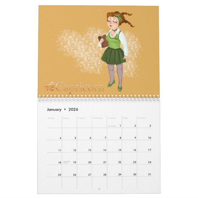 Beauty zodiac signs  plus elements  symbol chart calendar (Jan 2026)