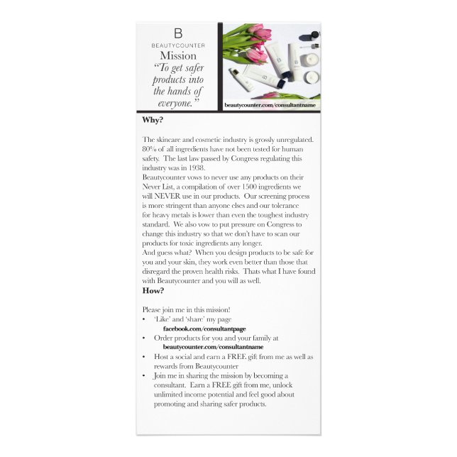 Beautycounter Information Placard Rack Card (Front)