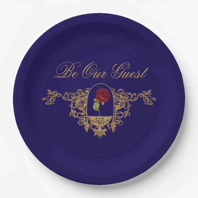 Beauty's Red Rose Paper Plates (Front)