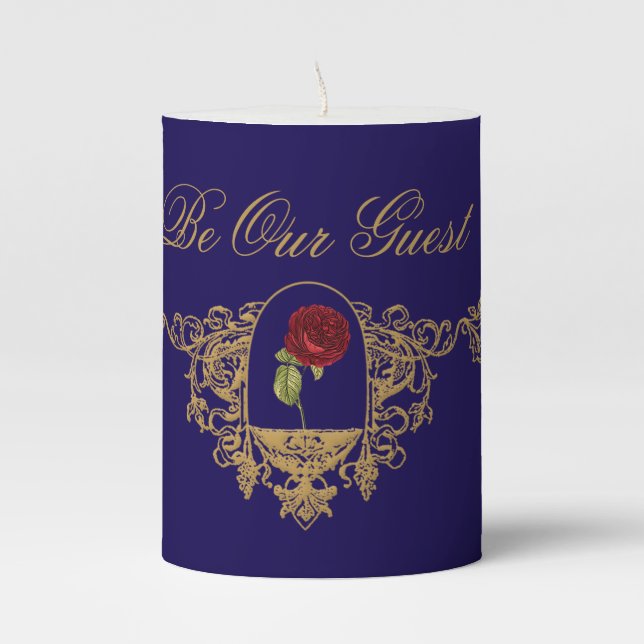 Beauty's Red Rose Pillar Candle (Front)