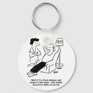 Beauty's Skin-Deep. Funny Cartoon Keychain