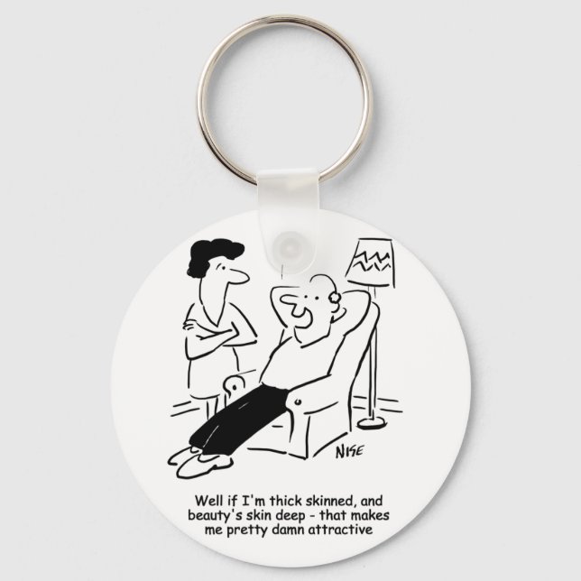 Beauty's Skin-Deep. Funny Cartoon Keychain (Front)