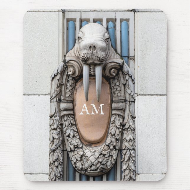 Beaux Arts Walrus Sculpture Custom Monogram Mouse Pad (Front)