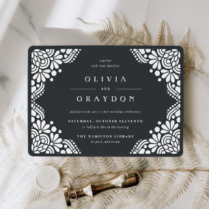Beaux Arts Wedding Invitation Charcoal