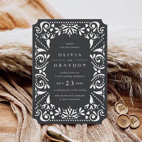 Beaux Arts Wedding Invitation  Charcoal