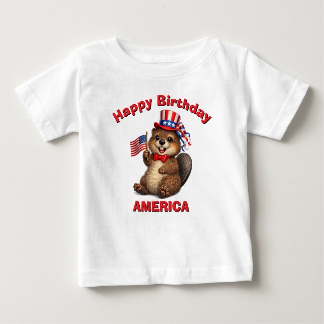 Beaver (5t) Patriotic Kid T-Shirt (Front)