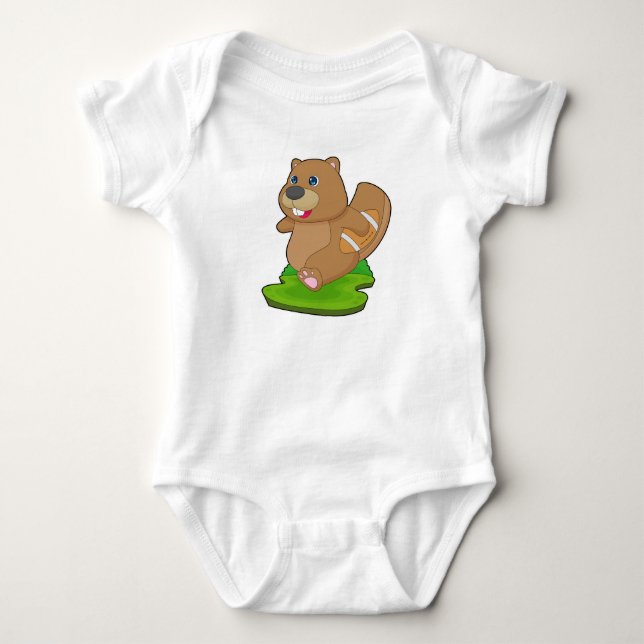 Beaver American Football Sports Baby Bodysuit (Front)