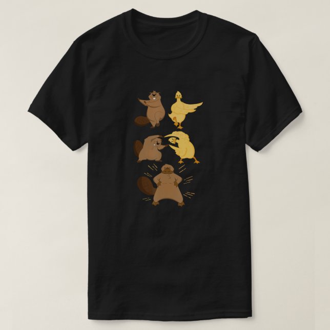 Beaver And Duck Fusion Dance Anime Funny Platypus  T-Shirt (Design Front)