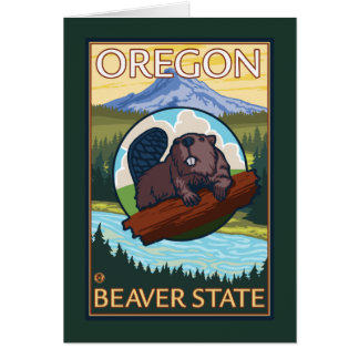 Beaver and Mount Hood Scene Vintage Travel Cards