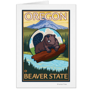Beaver and Mount Hood Scene Vintage Travel Cards