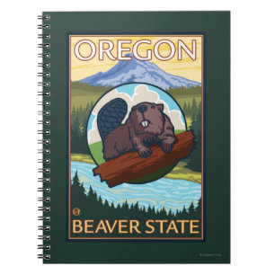Beaver and Mount Hood Scene Vintage Travel Notebook