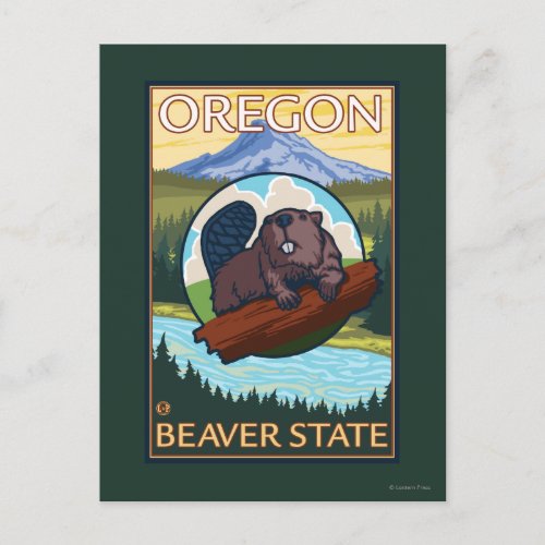 Beaver and Mount Hood Scene Vintage Travel Postcard