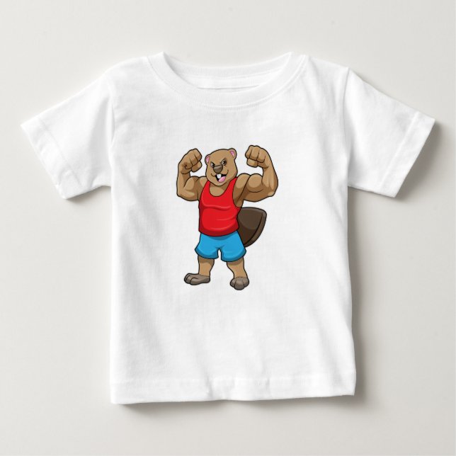 Beaver as Bodybuilder with big Upper arms Baby T-Shirt (Front)