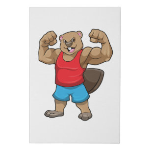 Beaver as Bodybuilder with big Upper arms Faux Canvas Print
