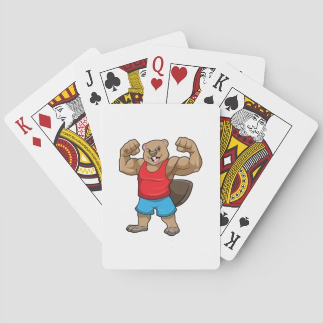 Beaver as Bodybuilder with big Upper arms Poker Cards (Back)