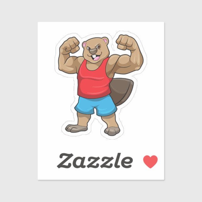 Beaver as Bodybuilder with big Upper arms Sticker (Sheet)
