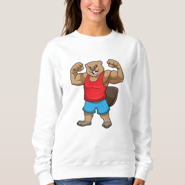 Beaver as Bodybuilder with big Upper arms Sweatshirt (Front)