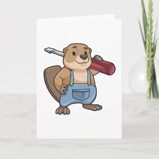 Beaver as Craftsman with Slotted screwdriver Card (Front)