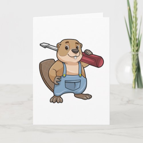 Beaver as Craftsman with Slotted screwdriver Card