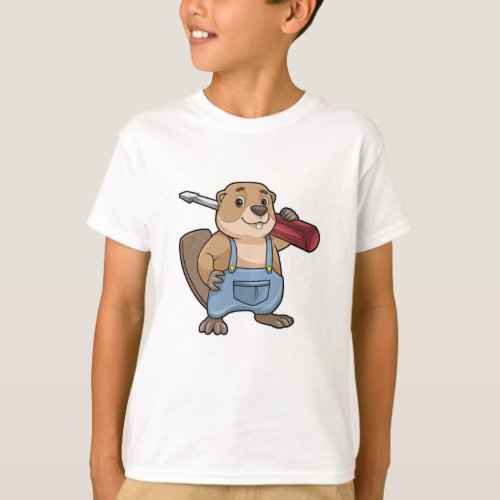 Beaver as Craftsman with Slotted screwdriver T_Shirt