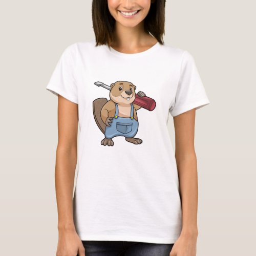 Beaver as Craftsman with Slotted screwdriver T_Shirt