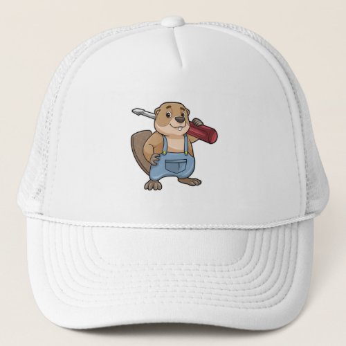 Beaver as Craftsman with Slotted screwdriver Trucker Hat